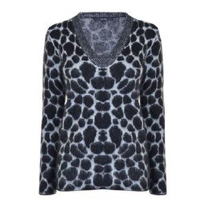 NWT $1,900 GUCCI Cheetah-Print Mohair V-Neck sz S